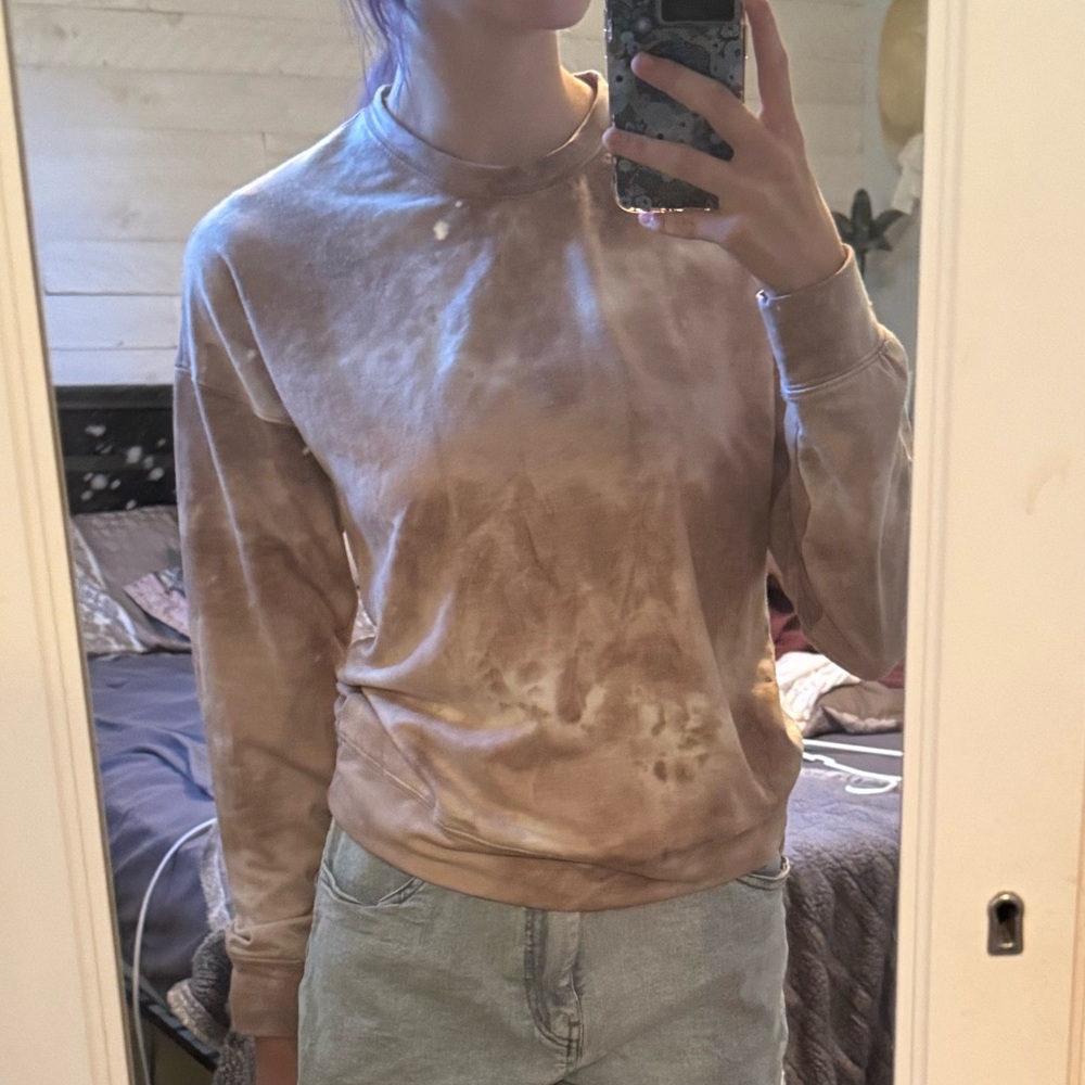 Brown and Cream Tie-Dye Sweatshirt